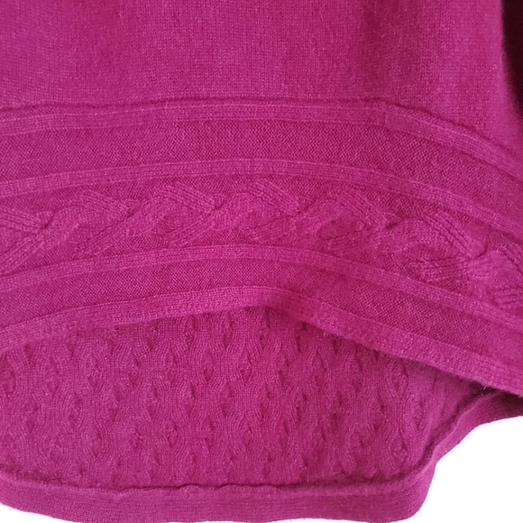 The Cashmere Project Sweater Womens M Berry Fuschia Cableknit High Low - Picture 6 of 9